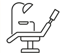 A dental chair and operatory light